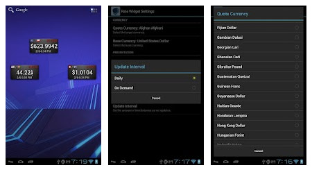 Android Currency Rate Widget